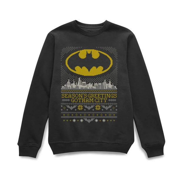 DC Seasons Greetings From Gotham Christmas Sweater - Black