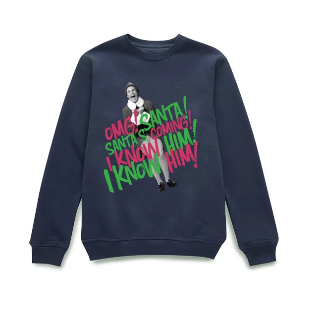 Elf Santa! I Know Him! Christmas Sweater - Navy