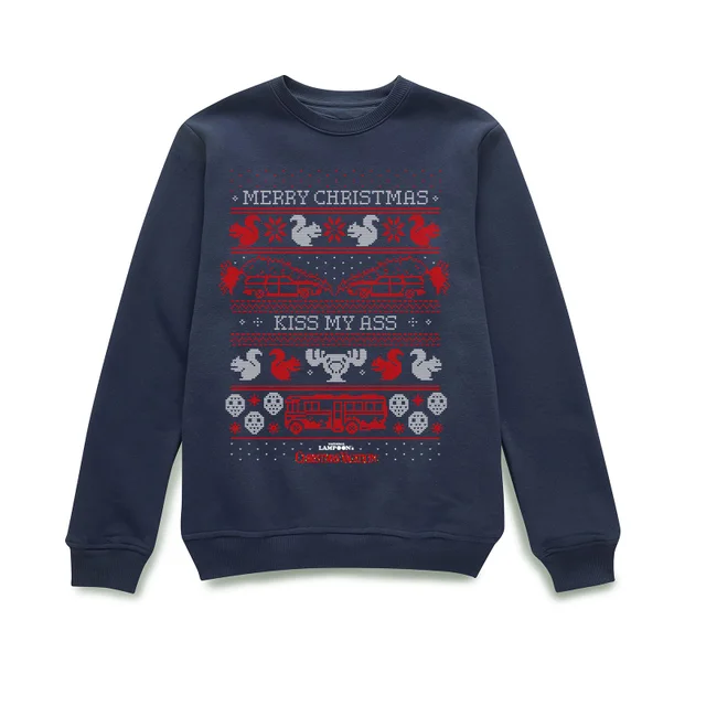 National Lampoon Merry Christmas Knit Christmas Sweater - Navy
