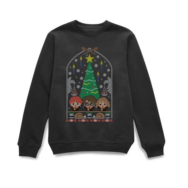 Harry Potter Hogwarts Tree Christmas Sweater - Black