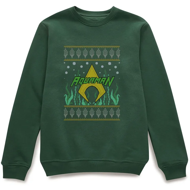 DC Aquaman Knit Christmas Sweater - Forest Green