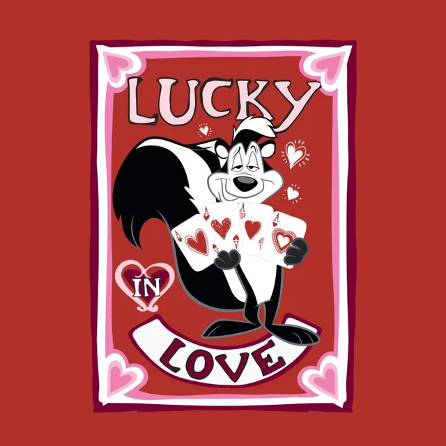 Looney Tunes Lucky In Love Pepe Le Pew Men's T-Shirt - Red