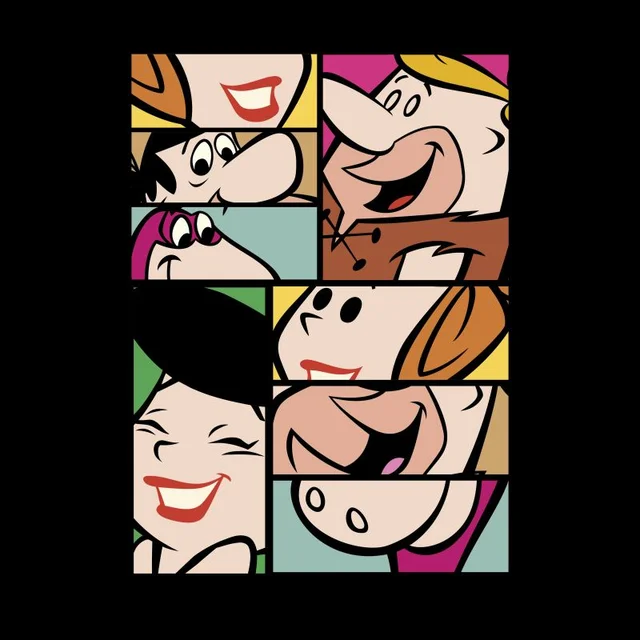 The Flintstones Cartoon Squares Men's T-Shirt - Black