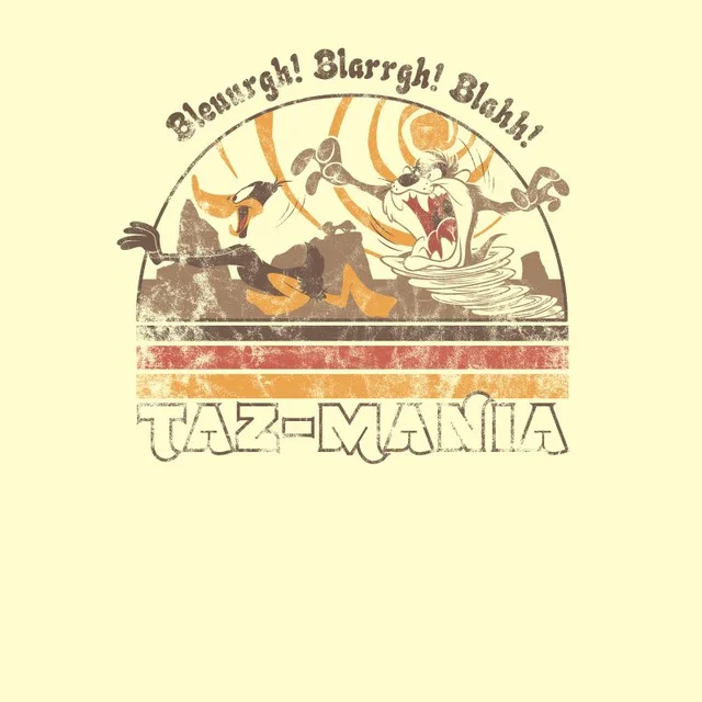 Looney Tunes Kaboom Collection Taz-Mania Men's T-Shirt - Stone Wash- Cream