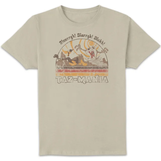 Looney Tunes Kaboom Collection Taz-Mania Men's T-Shirt - Stone Wash- Cream