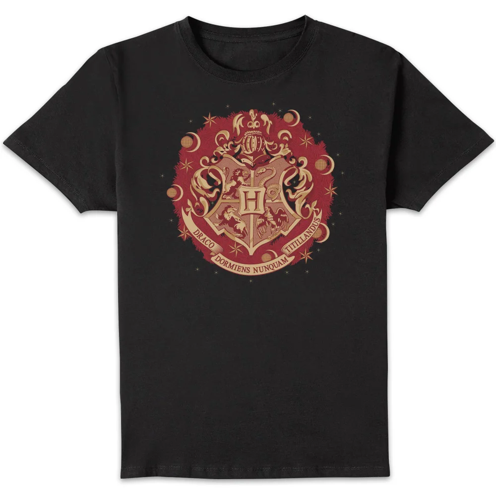 Harry Potter Hogwarts Christmas Crest Men's T-Shirt - Black - S Image 1