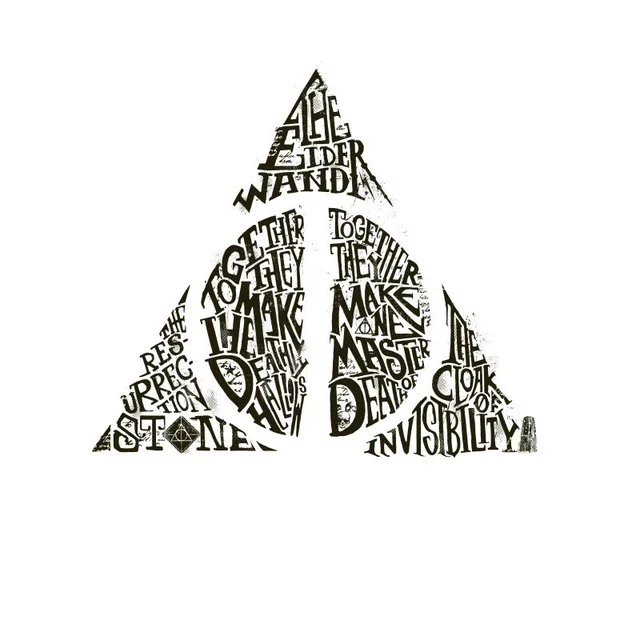 Harry Potter Deathly Hallows Text Men's T-Shirt - White