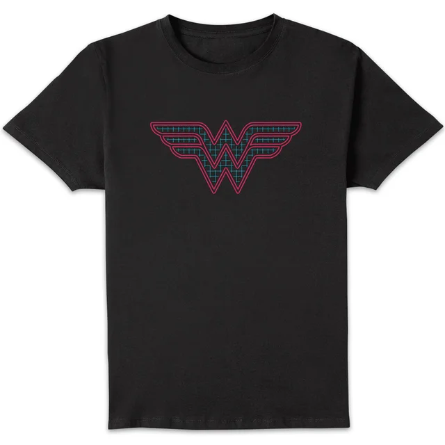 Justice League Wonder Woman Retro Grid Logo Men's T-Shirt - Black