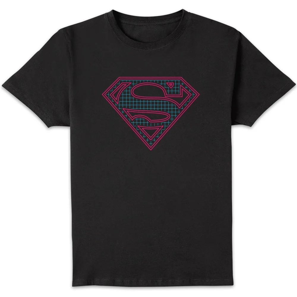 Justice League Superman Retro Grid Logo Men's T-Shirt - Black - S Image 1
