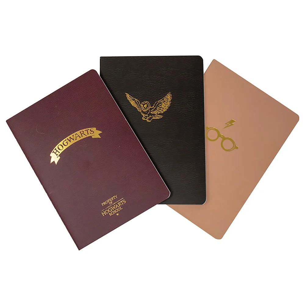 Harry Potter Hogwarts A6 Shrinkwrapped Notebooks 3 Pack Image 1