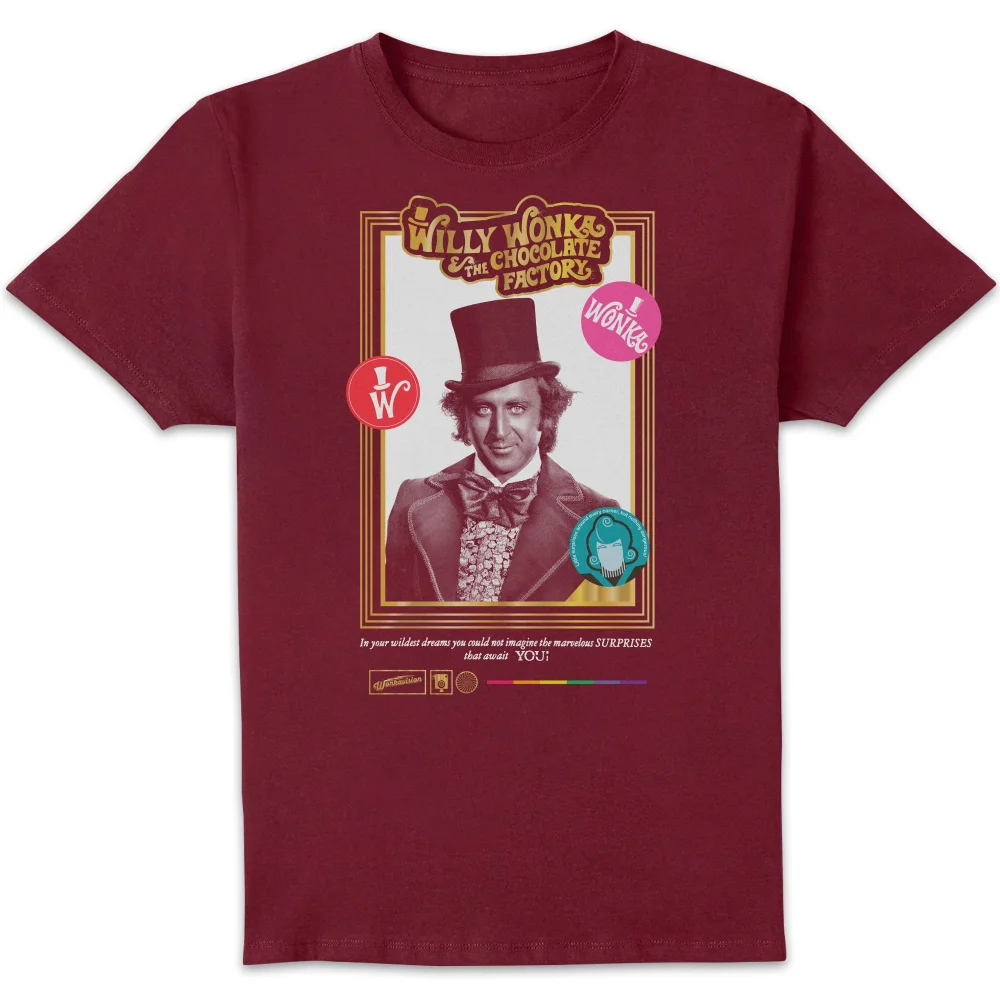 Willy Wonka & The Chocolate Factory Retro Cover Unisex T-Shirt - Burgundy - S Image 1