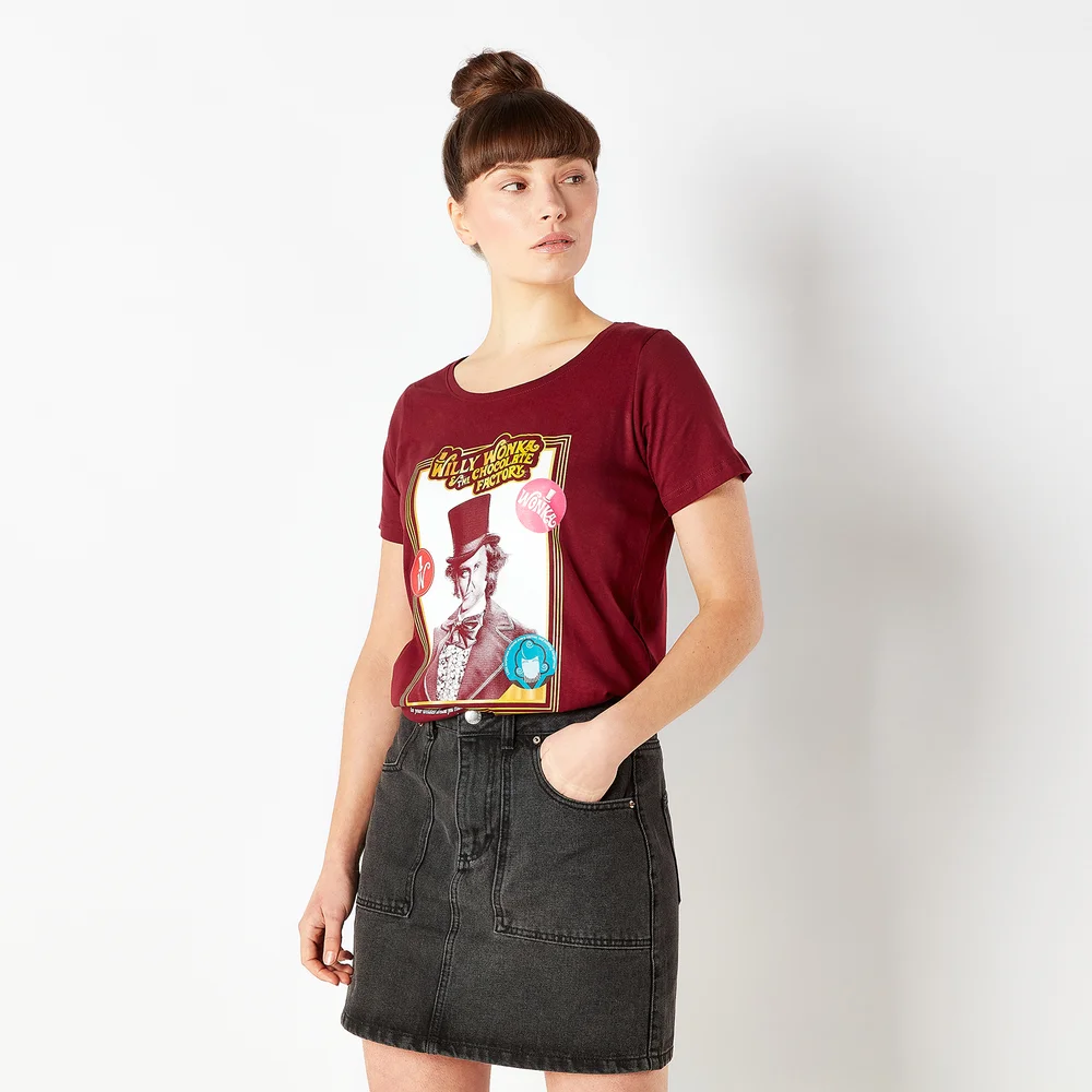 Willy Wonka & The Chocolate Factory Retro Cover Women's T-Shirt - Burgundy - S Image 1
