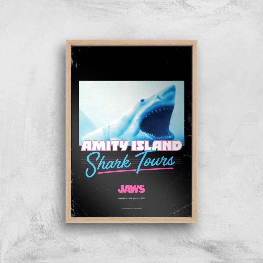 Jaws Amity Island Shark Tours Giclee Art Print - A3 - Wooden Frame Image 1