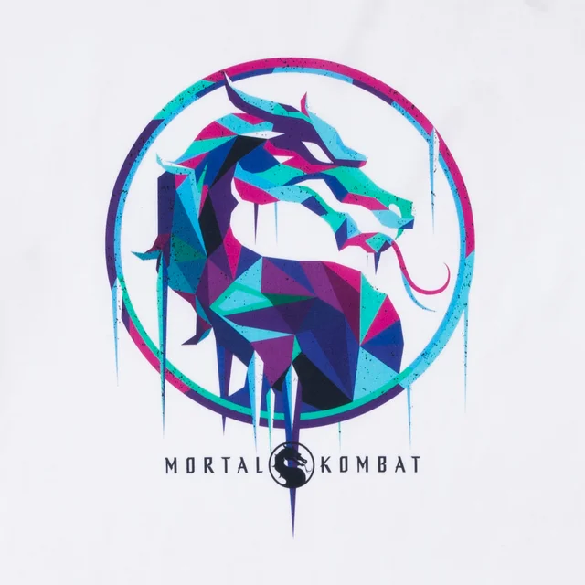 Mortal Kombat Blue Logo Oversized Heavyweight T-Shirt - White