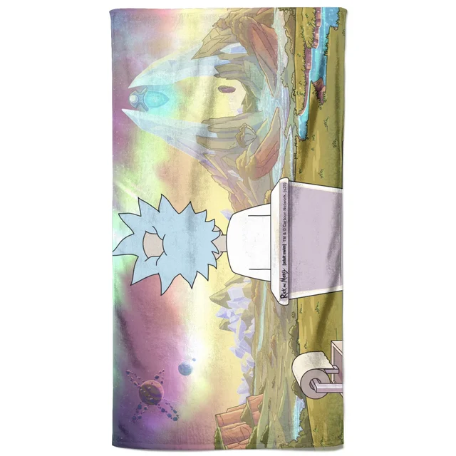 Rick and Morty Toilet Scene Beach Towel