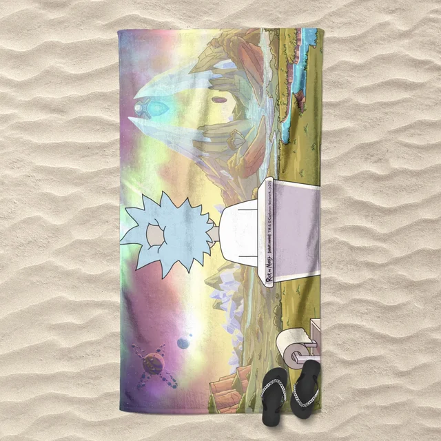 Rick and Morty Toilet Scene Beach Towel