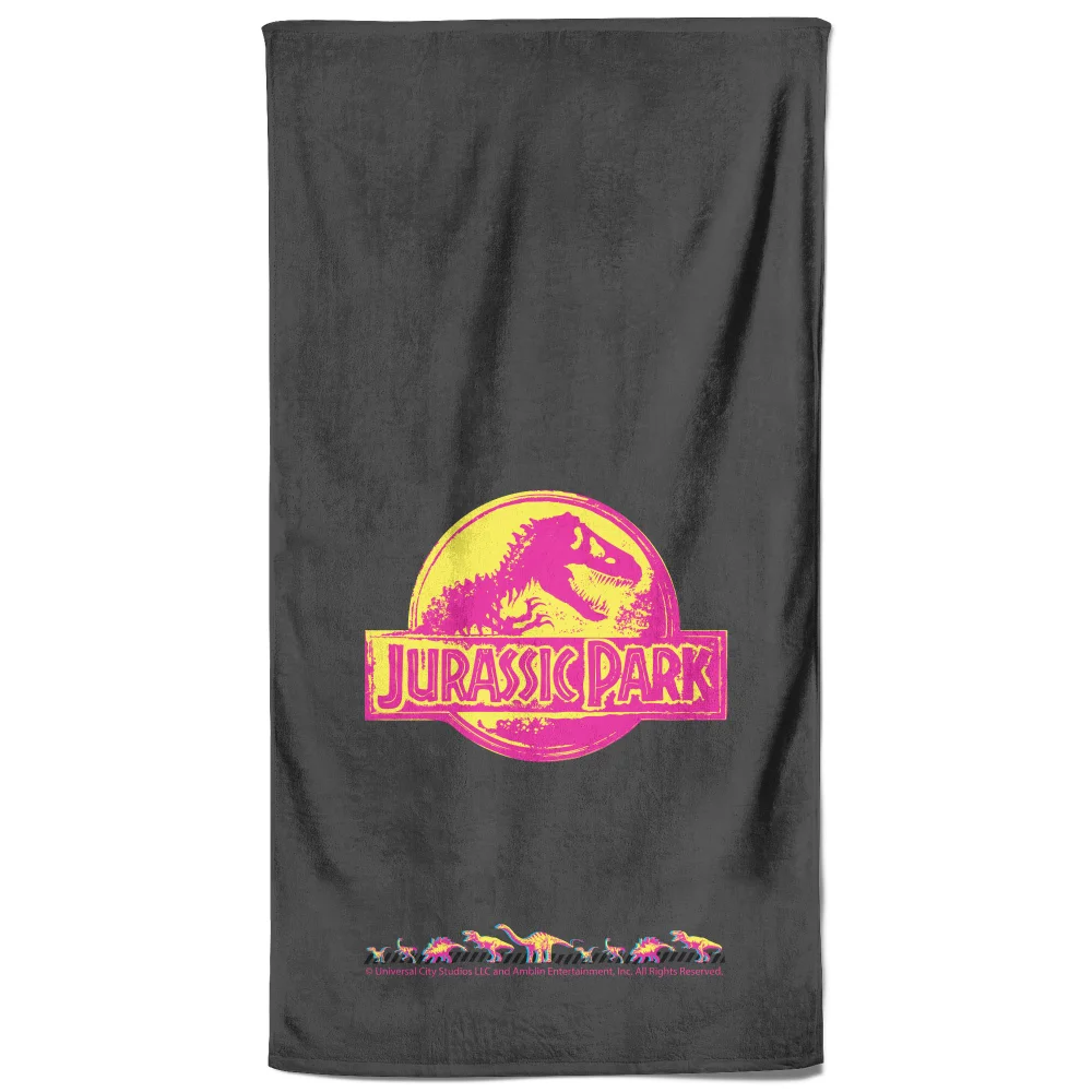 Jurassic Park Neon Logo Beach Towel Image 1