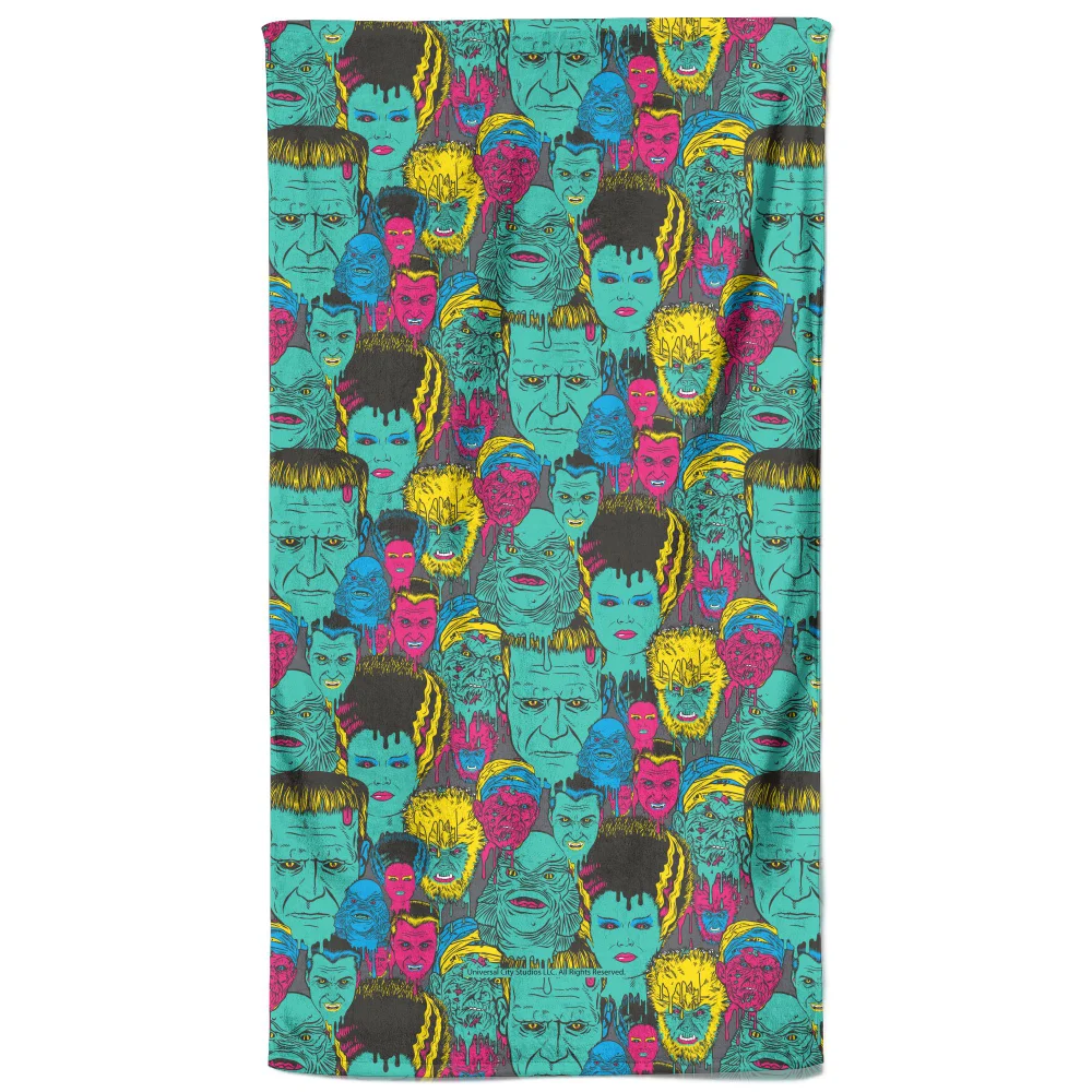 Universal Monsters Frankenstein Mixed Pattern Beach Towel Image 1