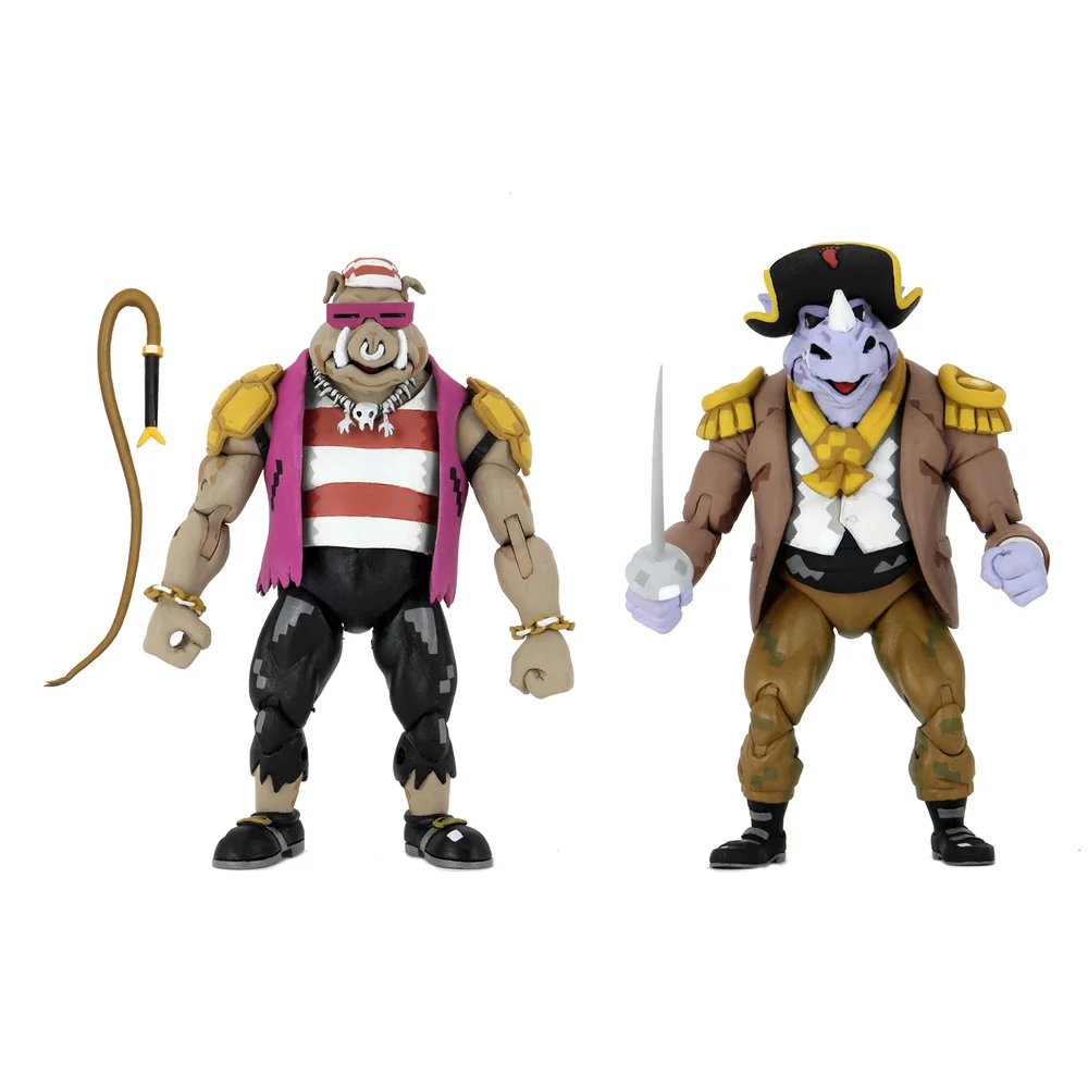 NECA Teenage Mutant Ninja Turtles Turtles In Time Pirate Bebop and Rocksteady 2 Pack Ultimate 7 Inch Scale Action Figure Image 1