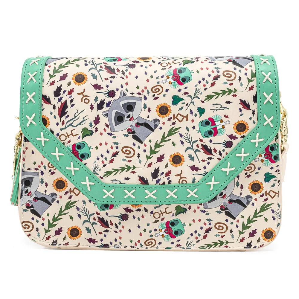 Pop By Loungefly Disney Pocahontas Meeko Flit Earthday AOP Crossbody Bag Image 1