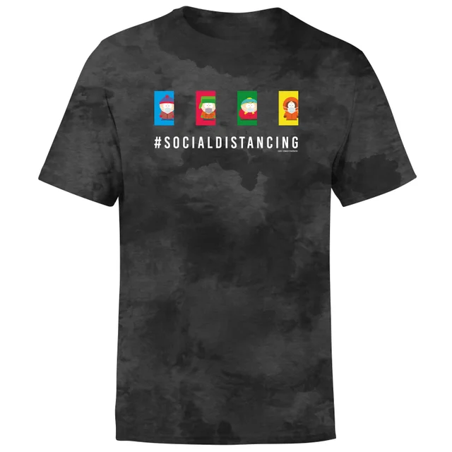 South Park Social Distancing Unisex T-Shirt - Black Tie Dye