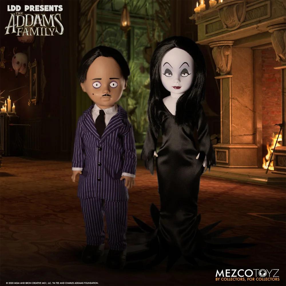 Mezco LDD Presents Addams Family Gomez and Morticia Dolls 2-Pack Image 1