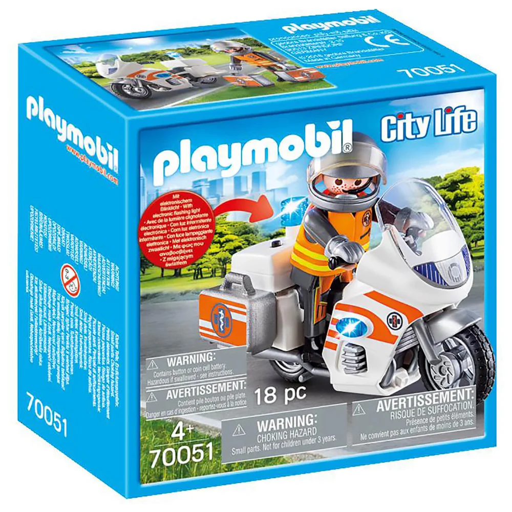 Playmobil City Life Hospital Emergency Motorbike with Flashing Light (70051) Image 1
