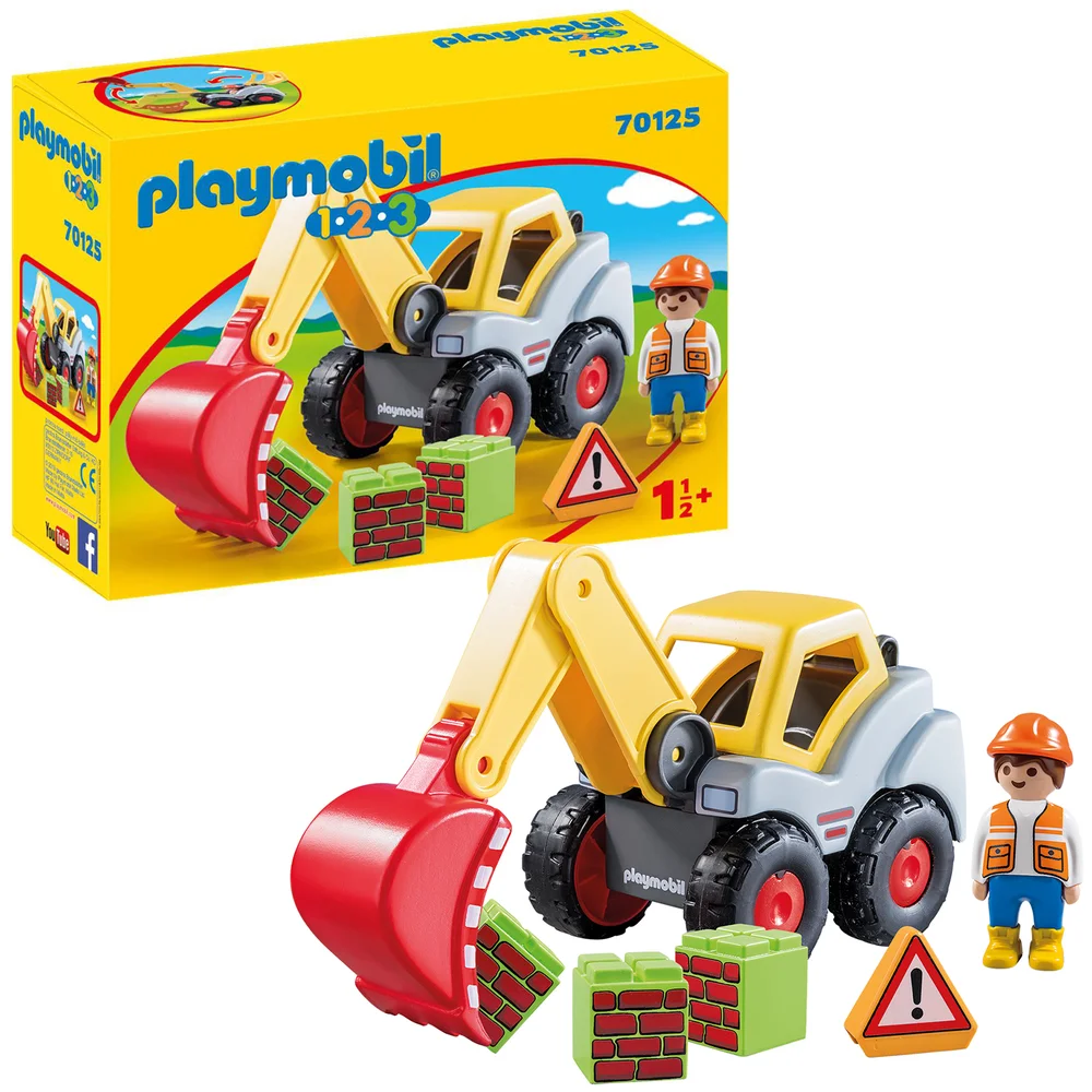 Playmobil 1.2.3 Shovel Excavator for Children 18 Months+ (70125) Image 1