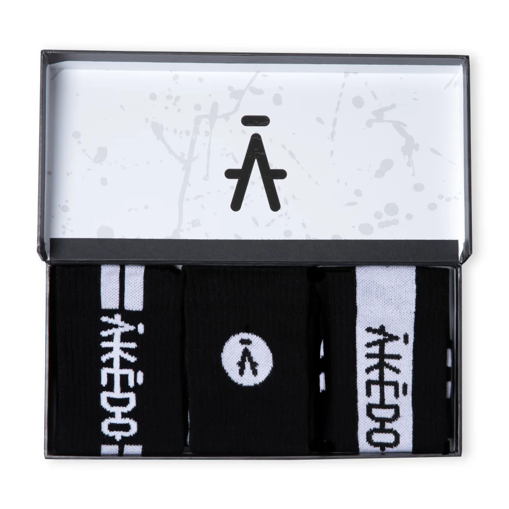 Akedo Footwear - Signature Black Unisex Socks - 3 Pack Image 1