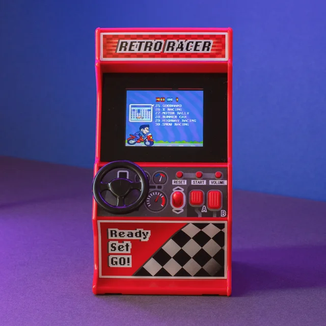Retro Arcade Racing Game (Mini Steering Wheel, 30 Games)