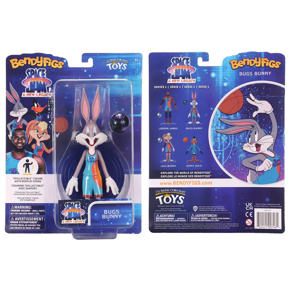 Noble Collection Space Jam: A New Legacy Bugs Bunny BendyFig 7.5 Inch Action Figure Image 1