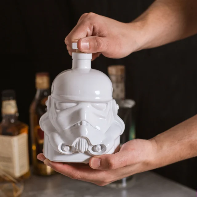 Original Stormtrooper Decanter (750ML) - White, based on the Original Stormtrooper Helmet design.