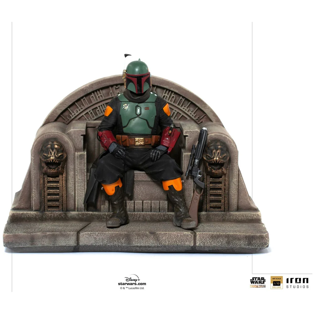 Iron Studios Star Wars The Mandalorian Deluxe Art Scale Statue 1/10 Boba Fett on Throne 18 cm Image 1