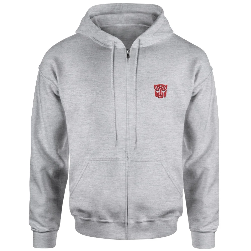 Transformers Autobot Embroidered Unisex Zipped Hoodie - Grey - M Image 1