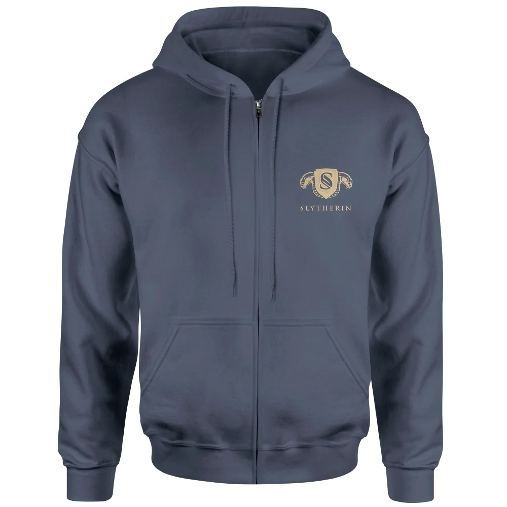 Harry Potter Slytherin Embroidered Unisex Zipped Hoodie - Navy - XS Image 1