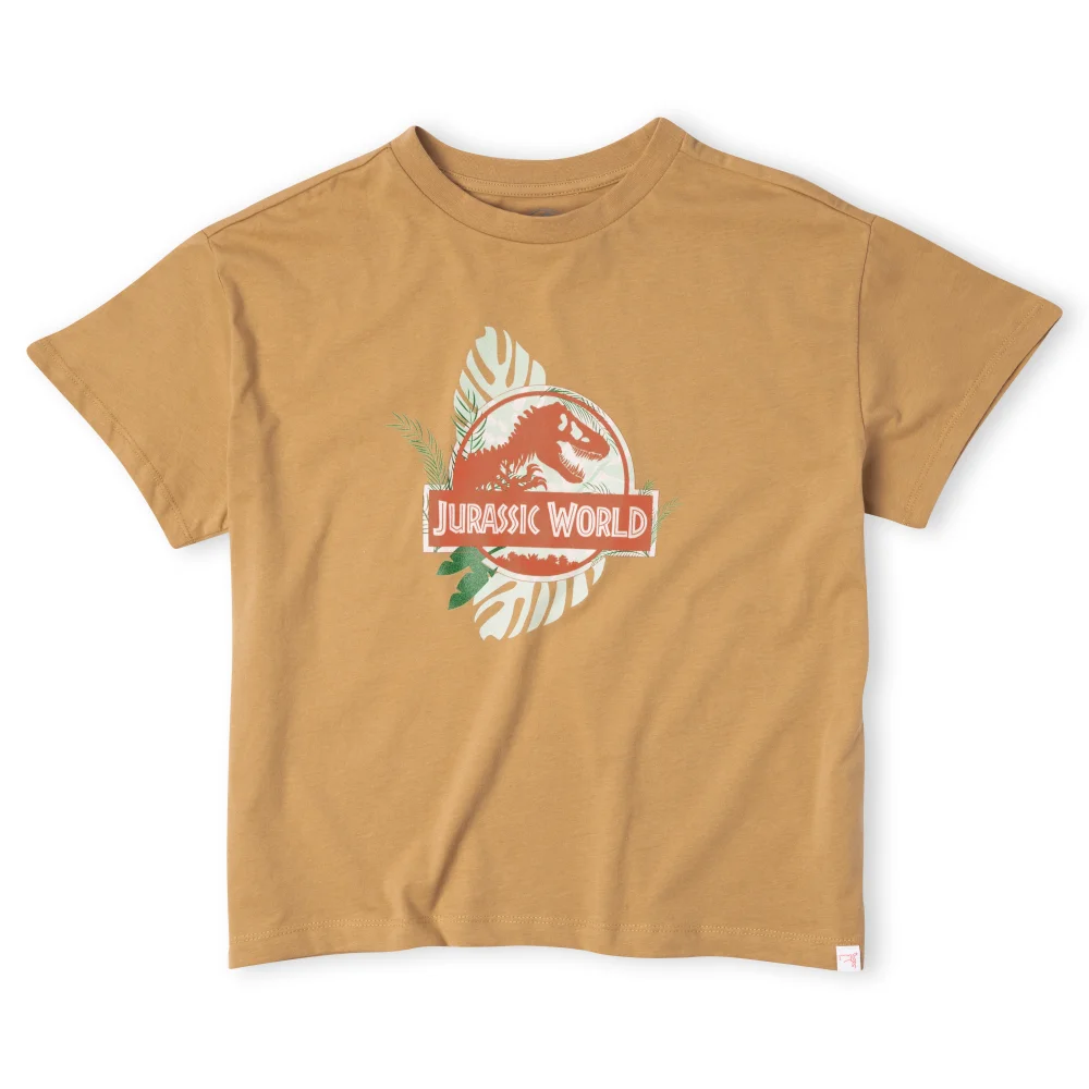 Jurassic World Large Logo Women's Cropped T-Shirt - Tan - XL Image 1