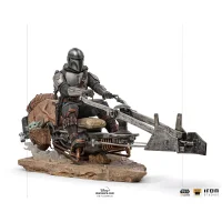 Iron Studios Star Wars The Mandalorian Deluxe Art Scale Statue 1/10 Mandalorian on Speederbike 18 cm