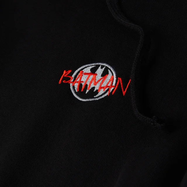 Batman Graffiti Embroidered Hoodie - Black