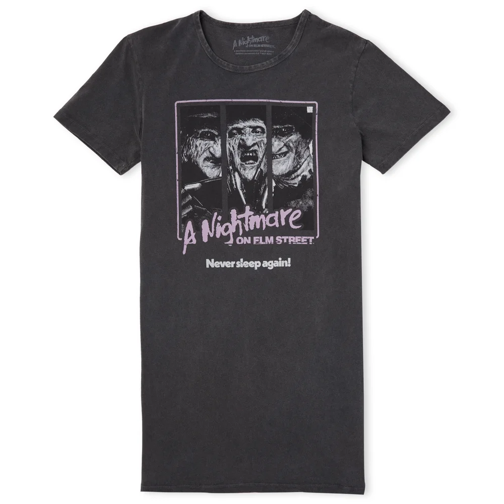 A Nightmare On Elm Street Dream Demon Women's T-Shirt Dress - Black Acid Wash - M Image 1