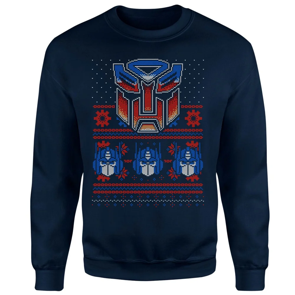Transformers Christmas Autobots Classic Ugly Knit Unisex Christmas Jumper - Navy - S Image 1
