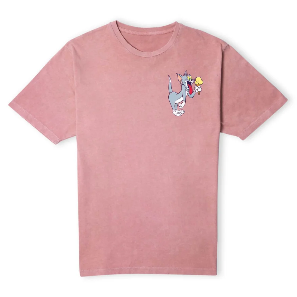 Tom & Jerry Tom's Ice Cream Unisex T-Shirt - Pink Acid Wash - S Image 1