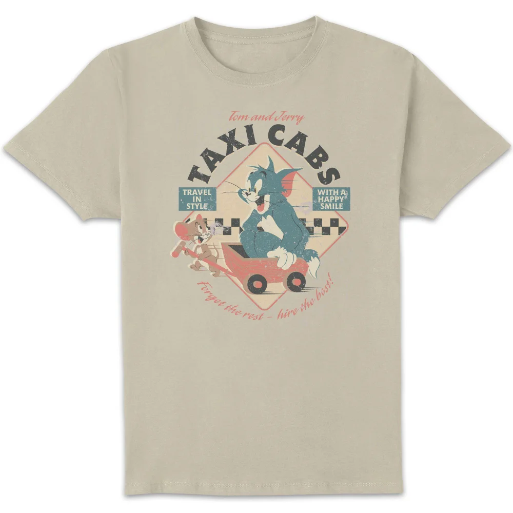 Tom & Jerry Taxi Cabs Unisex T-Shirt - Vintage Cream - S Image 1