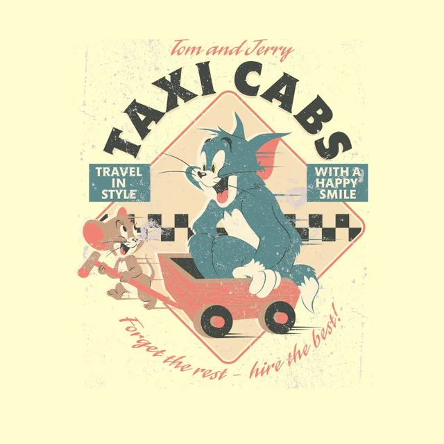 Tom & Jerry Taxi Cabs Unisex T-Shirt - Vintage Cream