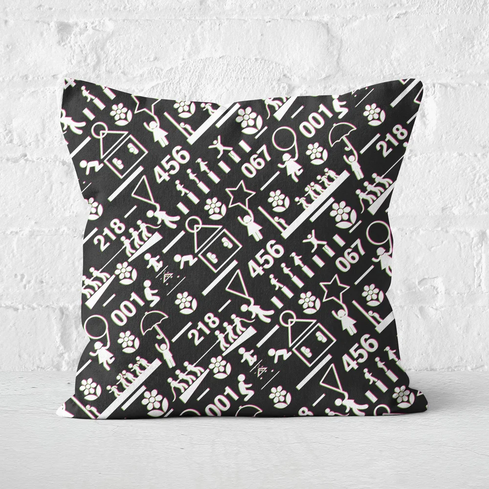 Squid Game Games Glitch Square Cushion - 40x40cm - Soft Touch Image 1