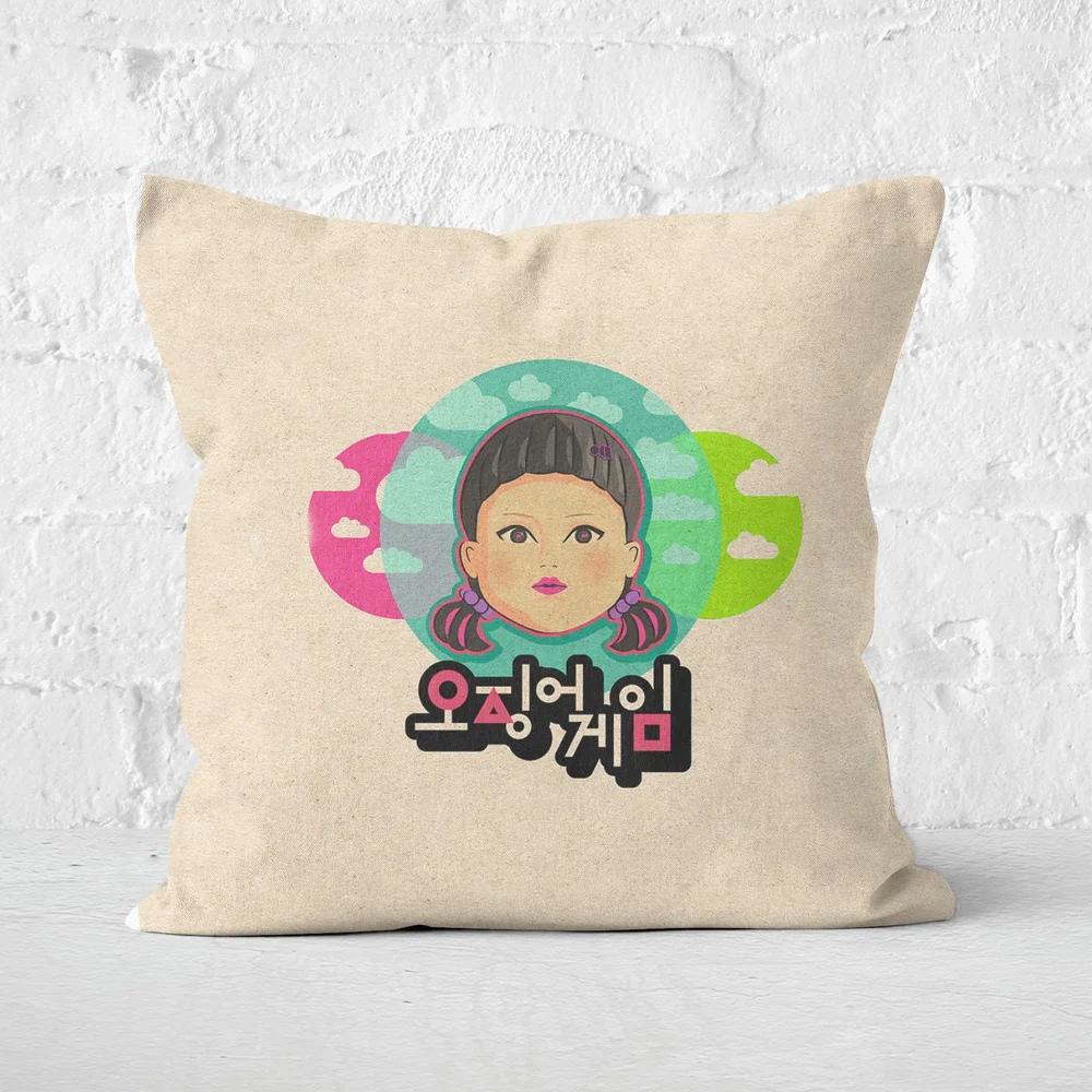 Squid Game Doll Glitch Square Cushion - 40x40cm - Soft Touch Image 1