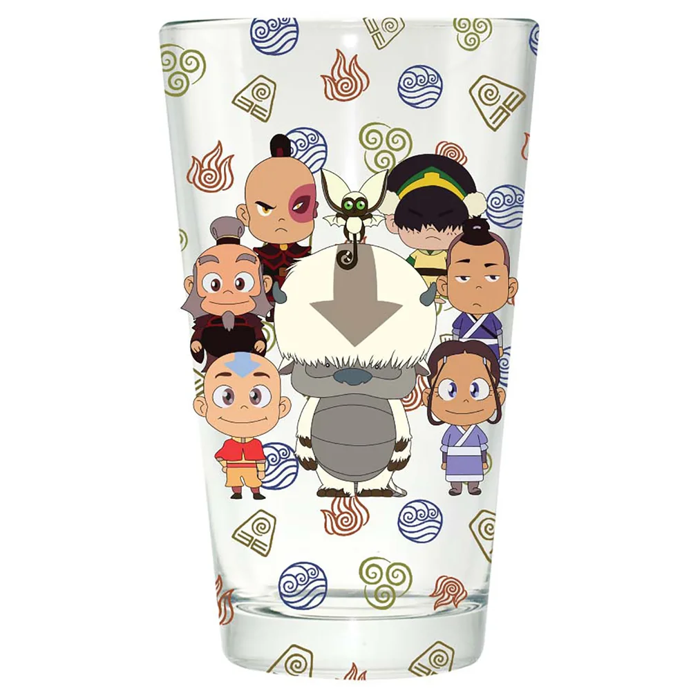 Avatar: The Last Airbender Logo Toss Chibi Clear Pint Glass Image 1