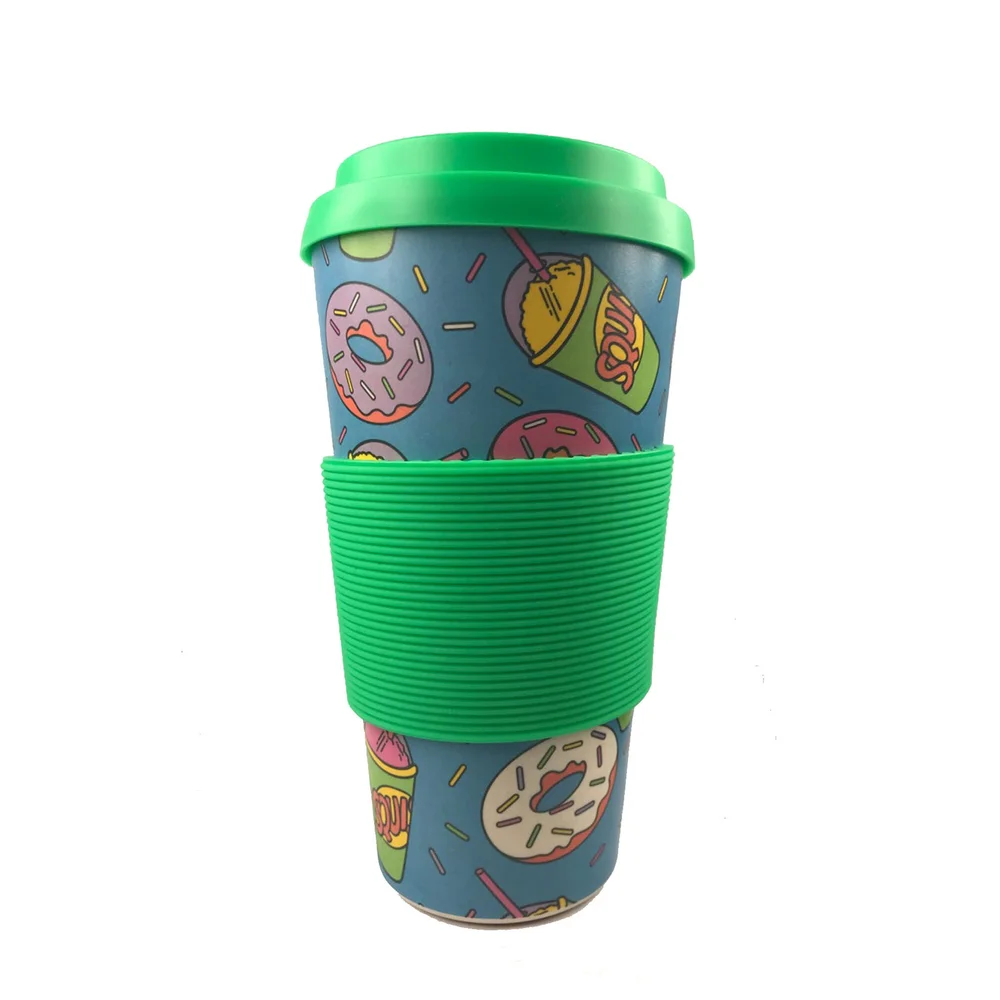 The Simpsons Donuts And Squishee Bamboo Travel Cup Image 1