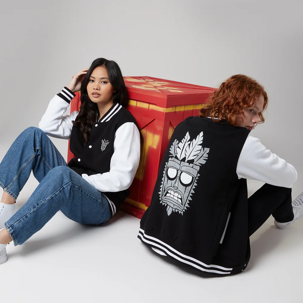 Crash Bandicoot Tiki Varsity Jacket - Black/White - S Image 1