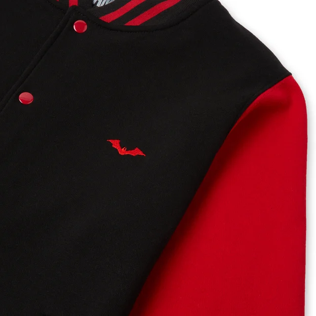 The Batman The Bat Embroidered Varsity Jacket - Black/Red