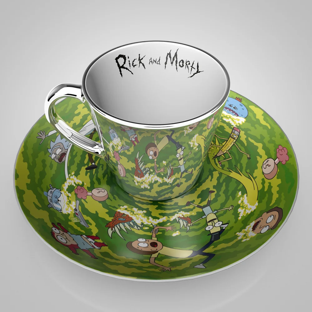 Rick and Morty Portal Mirror Mug and Plate Set Image 1